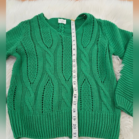 Ivy Rose Candy Apple Green Cable Knit Pullover Sweater size M - Picture 7 of 8